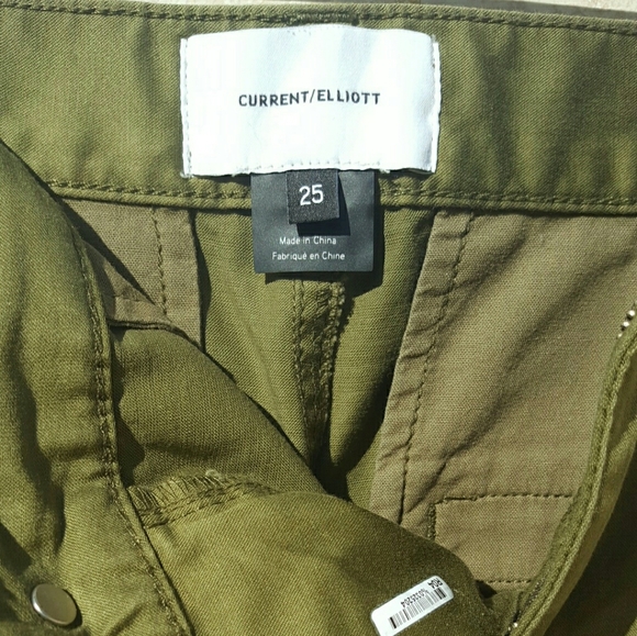 🐆 Current/Elliott The Confidant Crop Pants Size 25 Olive Green Leopard Cuff - Picture 6 of 8
